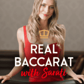 Real Baccarat with Sarati Real Dealer Studios logo|