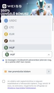 Pénznem választása