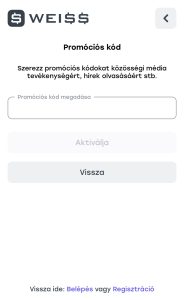 Promóciós kód megadása
