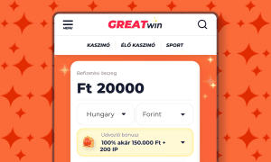 A GreatWin weboldal felkeresése