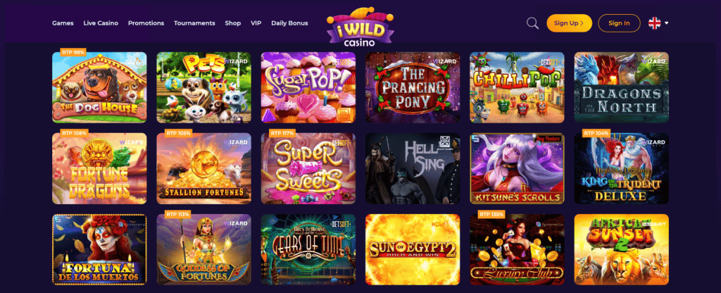 iWild Casino játékautomaták