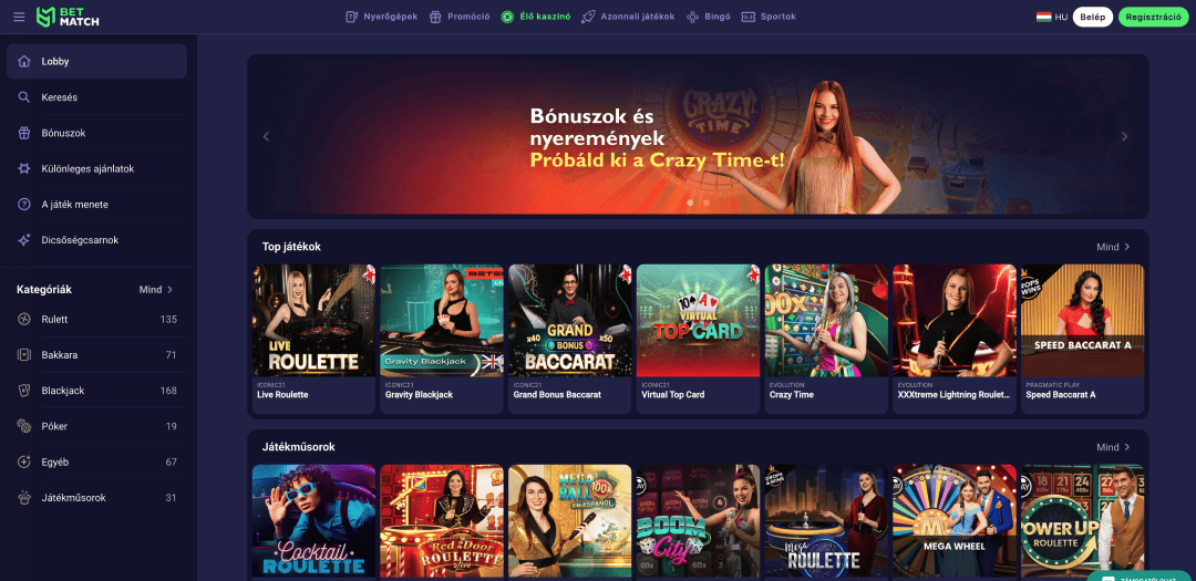 Betmatch Casino » 200,000 Ft Bónusz + 100 Ingyen Pörgetés