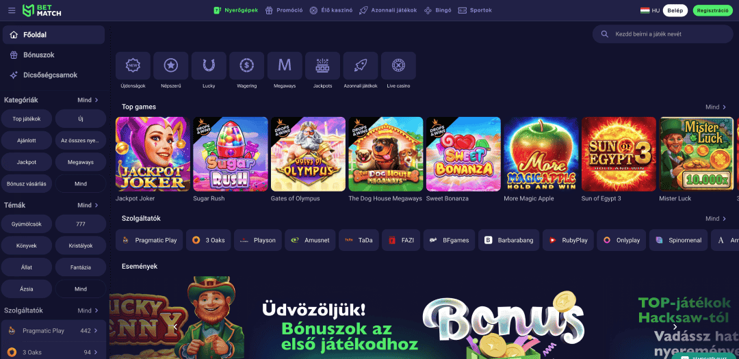 Betmatch Casino » 200,000 Ft Bónusz + 100 Ingyen Pörgetés