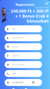 Személyes információk kitöltése