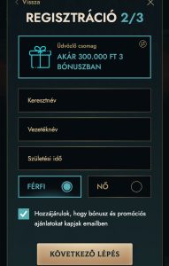 Felhasználói adatok megadása