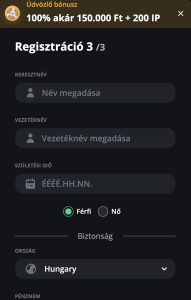 Elérhetőségi adatok megadása