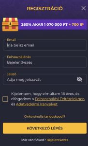 Személyes adatok megadása