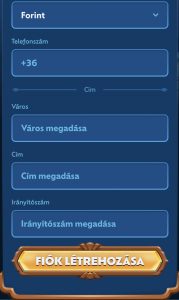 Fiók megerősítése és játék
