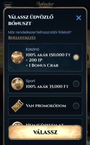 Bónusz kiválasztása. 