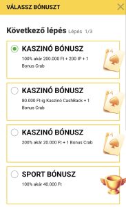 A Zet Casino megnyitása és bónuszválasztás