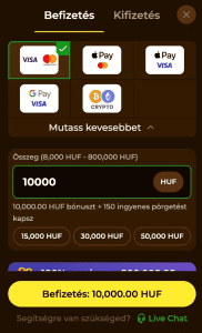 Befizetés és játék