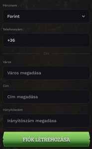 Személyes adatok megadása