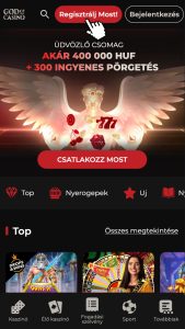 God of Casino regisztráció elindítása