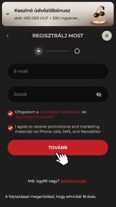 E-mail-cím és jelszó páros megadása