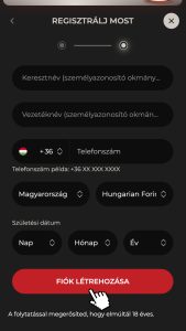 Személyes adatok megadása