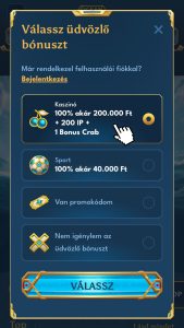 Válassz bónuszt